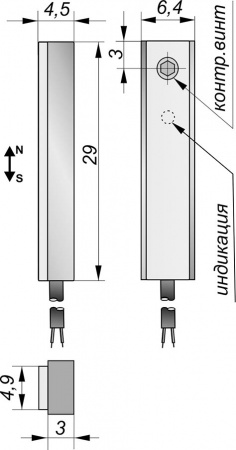 Датчик бесконтактный герконовый GT01P-SI-NO-C-5-SS